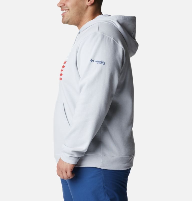 Men's Columbia PFG Fish Flag II Hoodie Light Grey | Plus Size CA-L406L